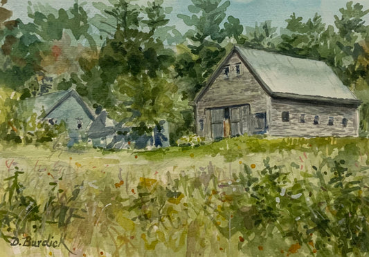 Maine Homestead, watercolor mounted in an 11 x 14 mat