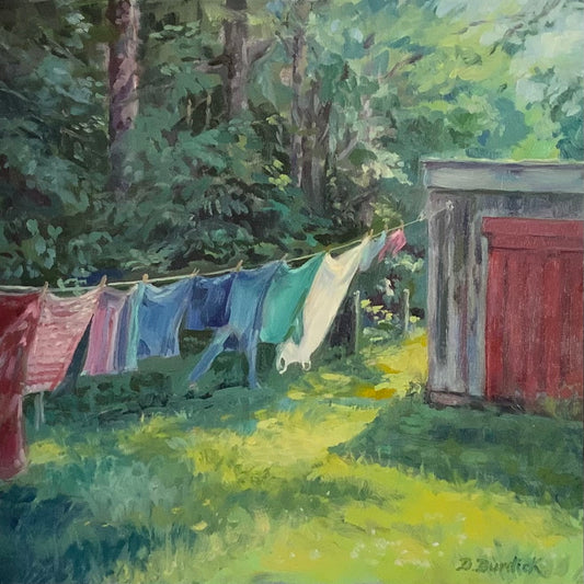 The Clothesline, 12 x 12 x 1/8, Oil Painting, framed