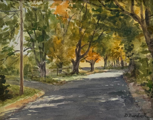 Around The Bend, watercolor, matted 11 x 14, unframed