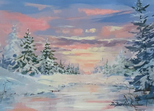 Ice Pond, Acrylic in 8 x 10 mat, unframed