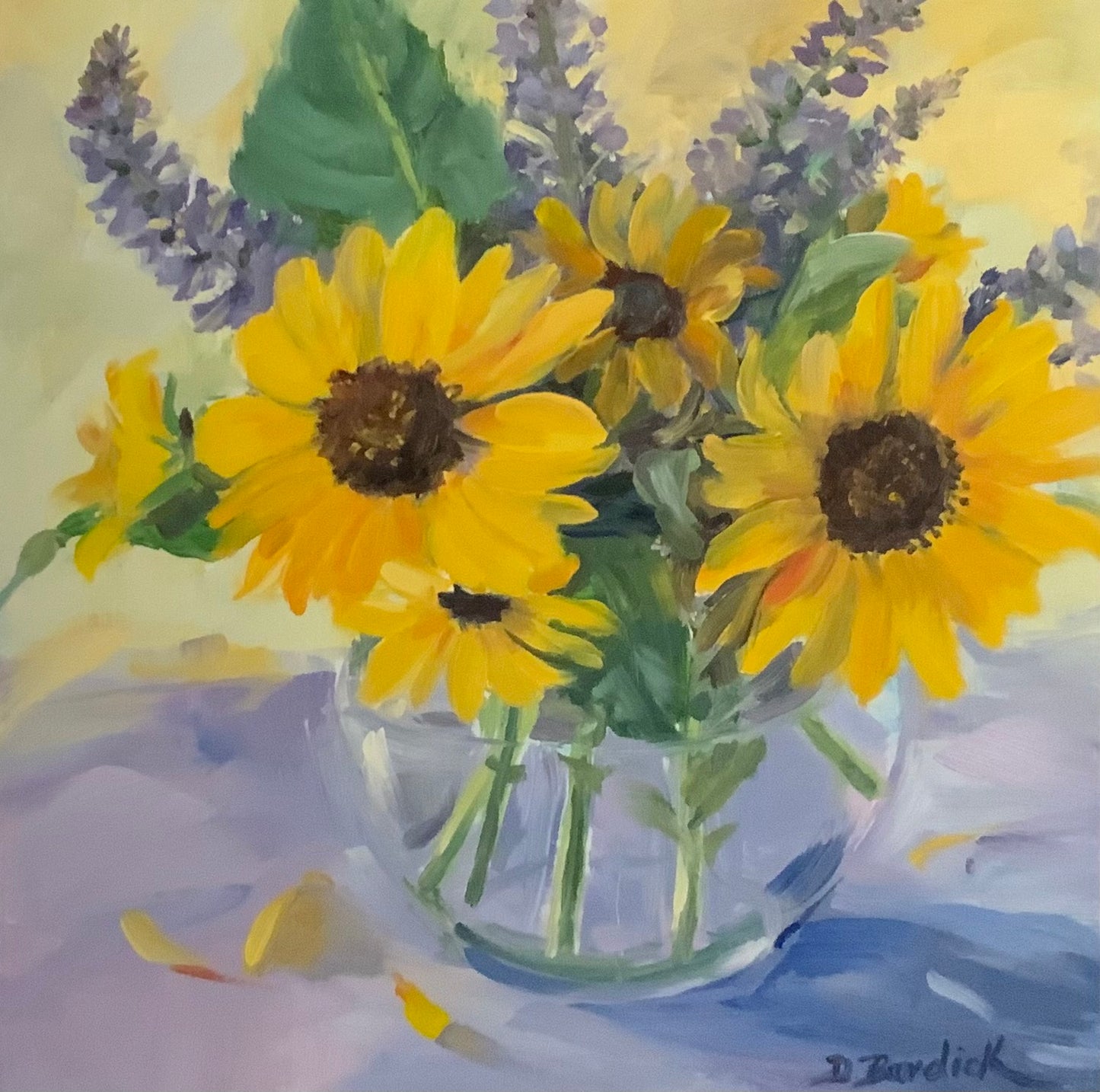 Sunflower Bouquet, 10 x 10 x 1/8, Original Oil Painting, framed